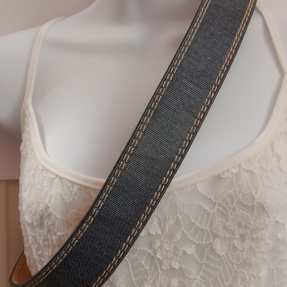 Leather Belt, Denim Embossed Leather Belt - Picture 2 of 4